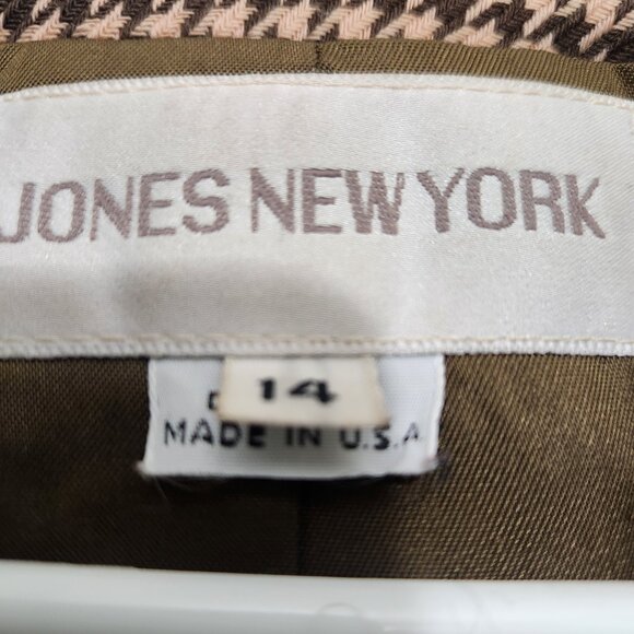 Jones New York Black and Tan Wool Blazer Size 14, Made in USA - Picture 3 of 6